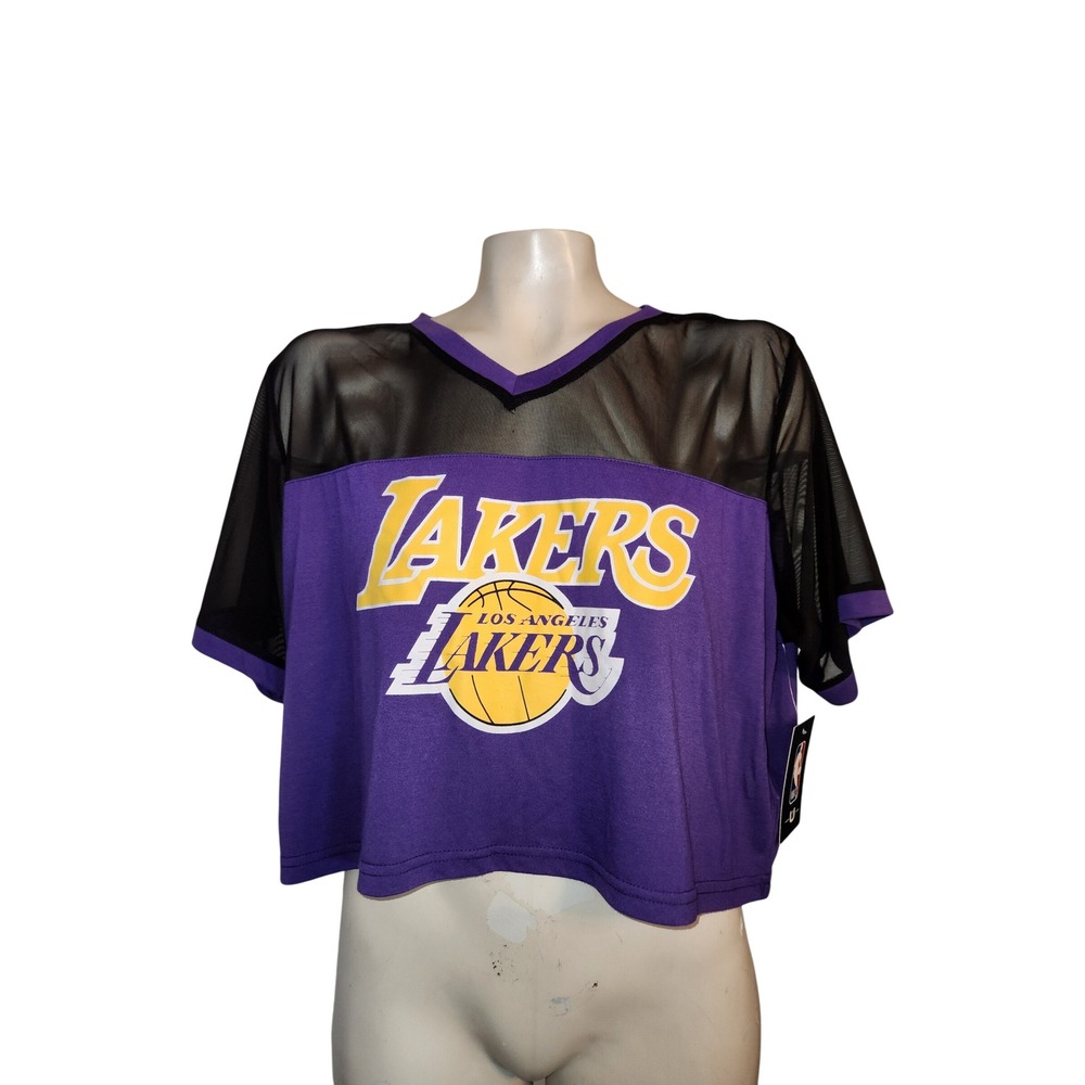 NBA Los Angeles Lakers NEW Womens XL Purple Mesh Crop Top Jersey FTL4738S